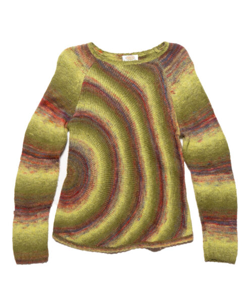 Vintage Talbots Petites Green Multi-colored Swirling Stripes Sweater