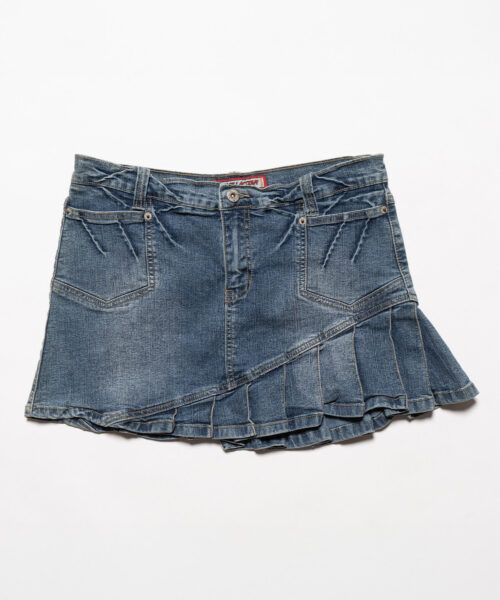 Vintage Vanilla Star Denim Pleated Mini Skirt