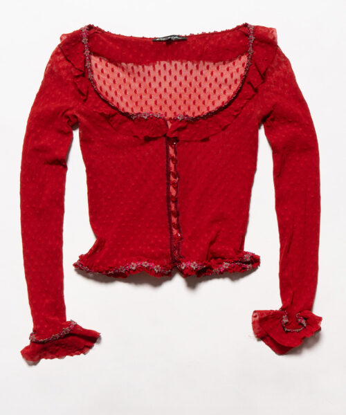 Vintage Betsy Johnson Red Mesh Scoop Neck Top