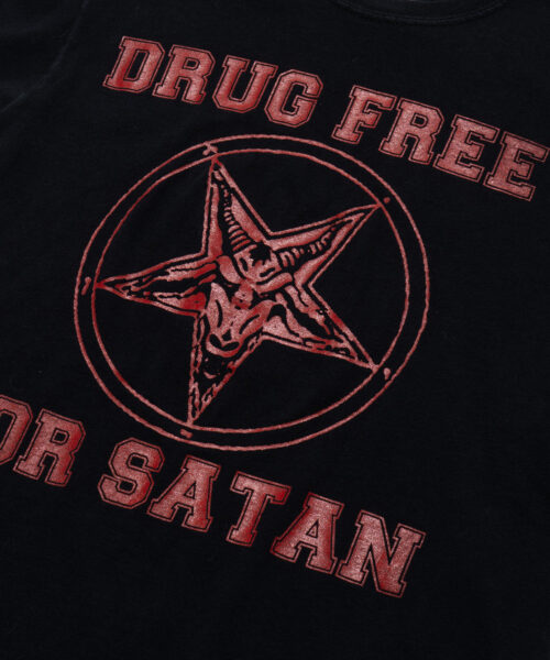 Alternative view of vintage-drug-free-for-satan-tee