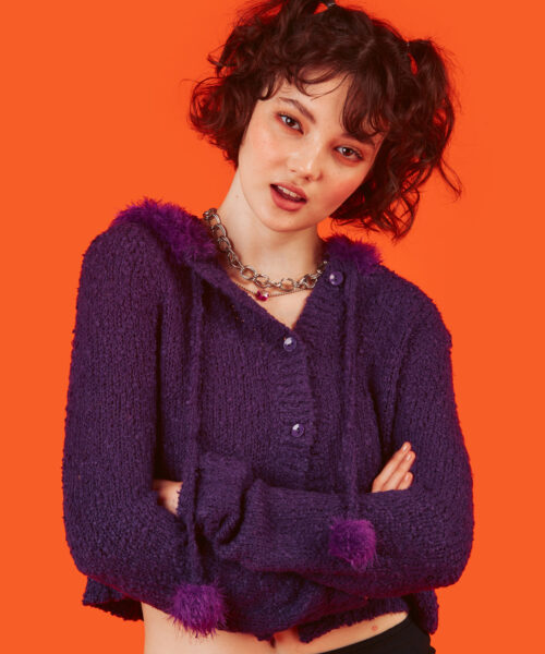 Alternative view of fuku-cardigan-purple