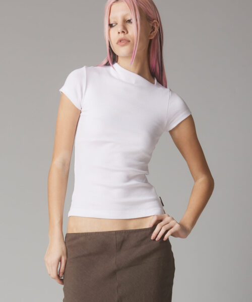 Rib Asymmetrical Cap Sleeve